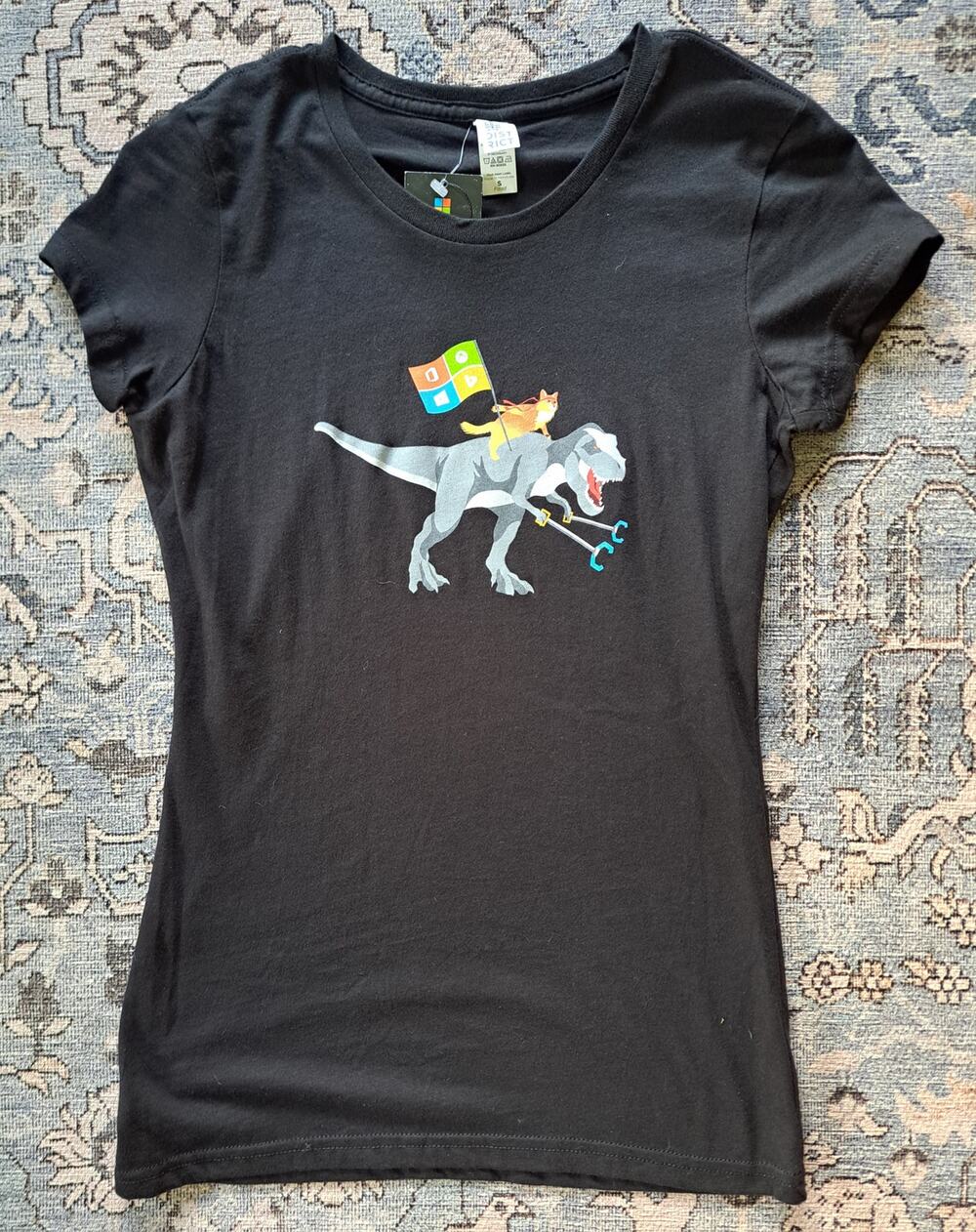NEW Rare Microsoft XBOX Promo Cat T-Rex Shirt Fitted Size S Small w/Tags